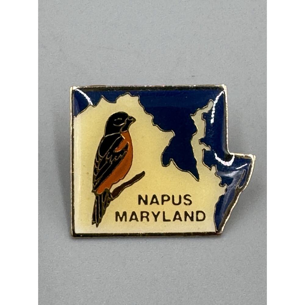 Vintage Maryland NAPUS Bird Baltimore Oriole Enamel State Lapel Pin
